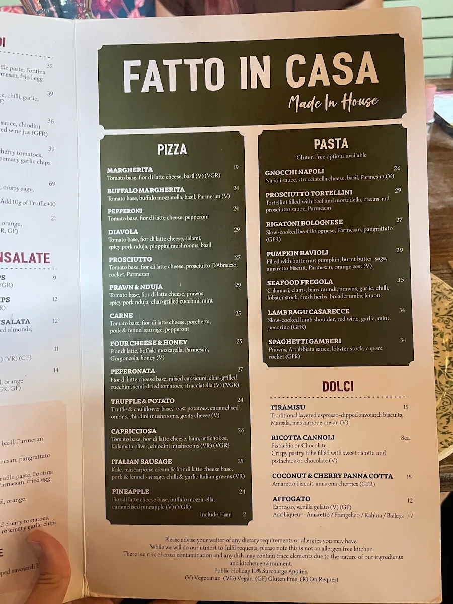Menu, Italian Street Kitchen Parramatta