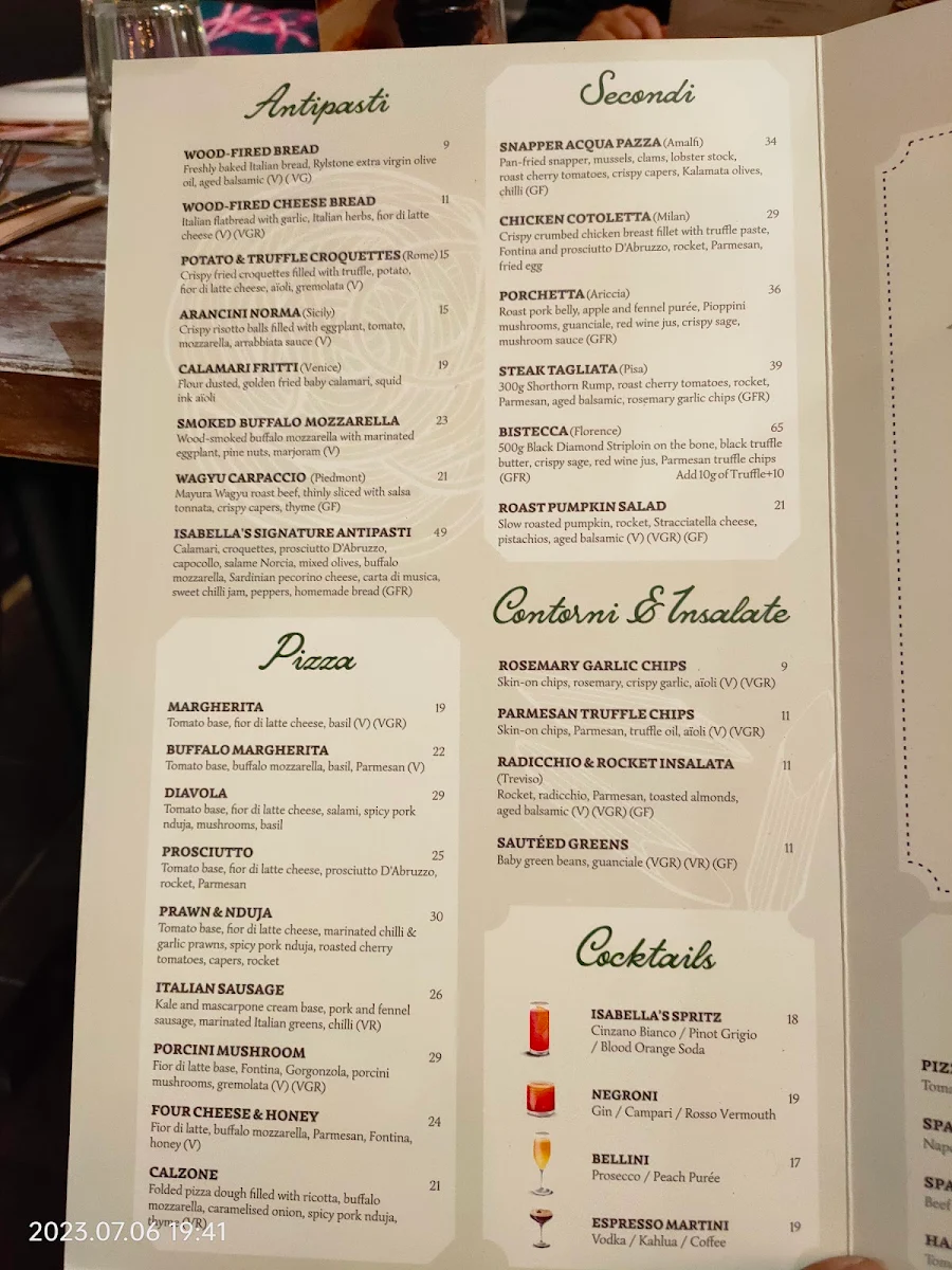 Menu, Italian Street Kitchen Parramatta