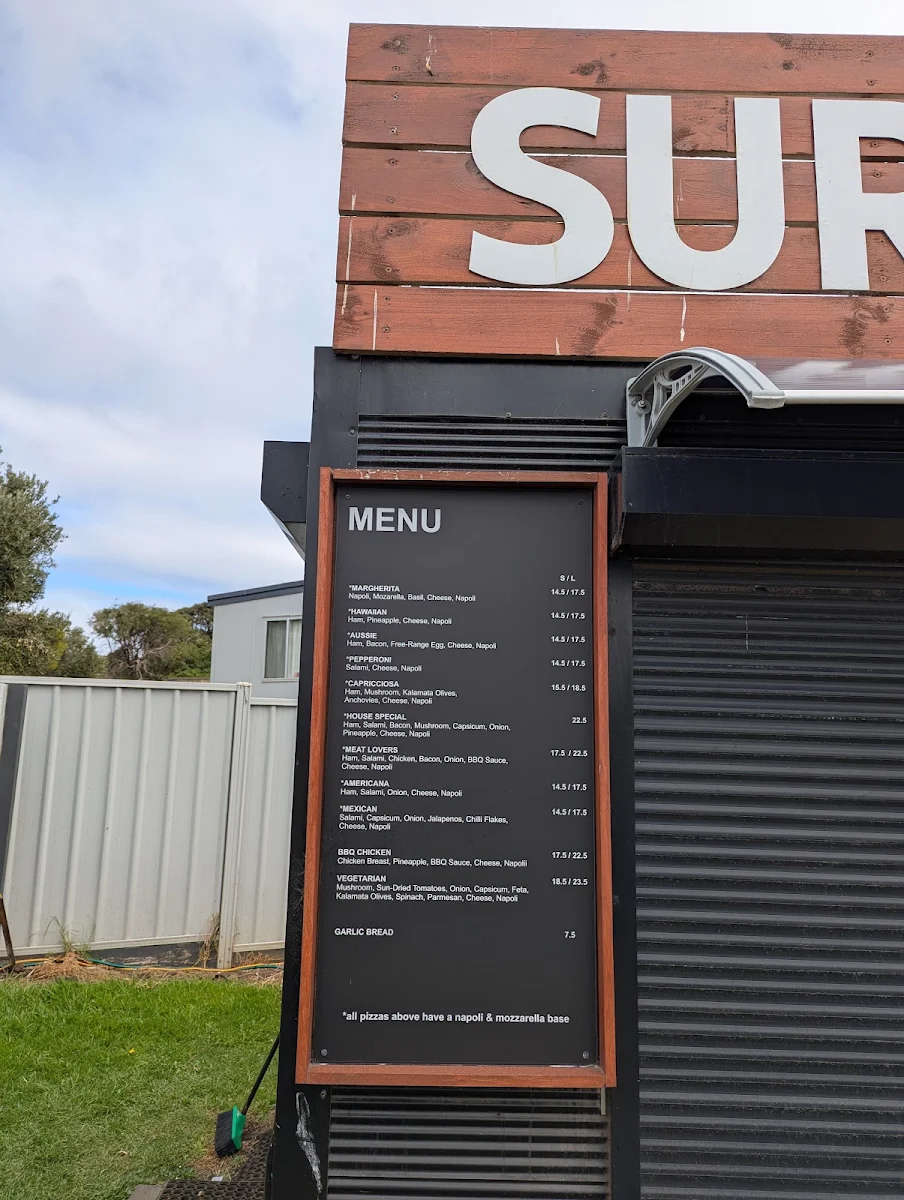 Menu, Phillip island Pizza