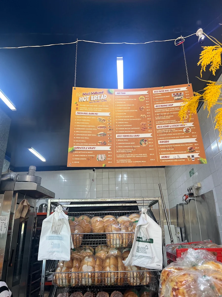 Menu, West Wallsend Hot Bread Shop