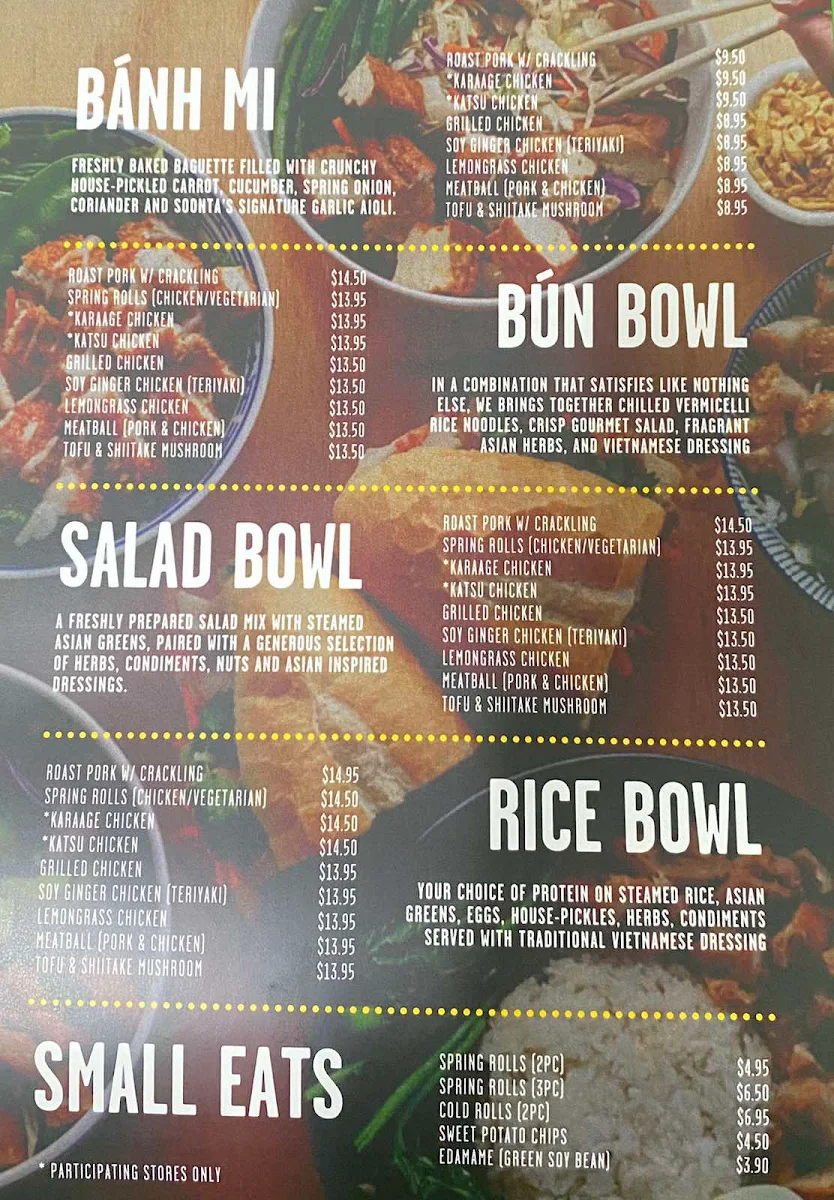 Menu, Soonta Torrensville