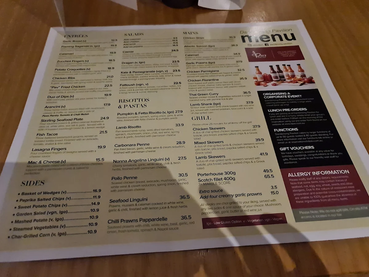 Menu, Dandenong Pavilion