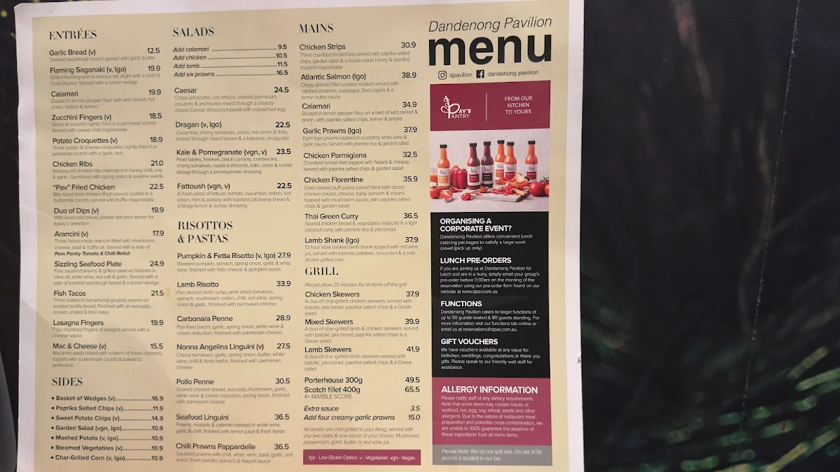 Menu, Dandenong Pavilion