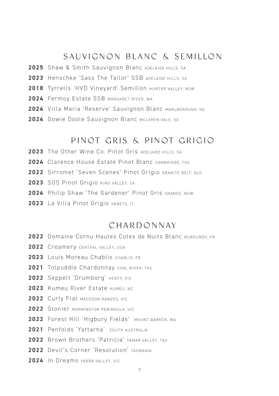 Menu, The Summit Restaurant & Bar