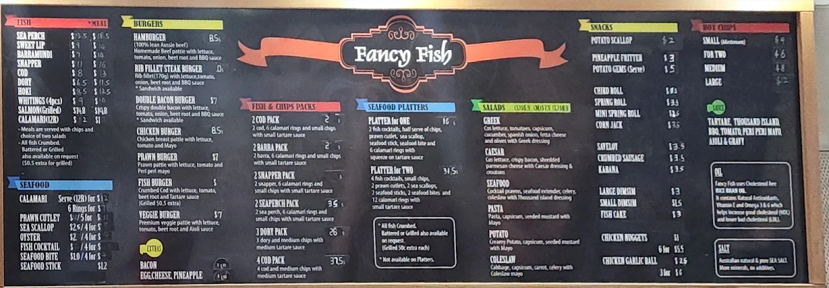 Menu, Fancy Fish