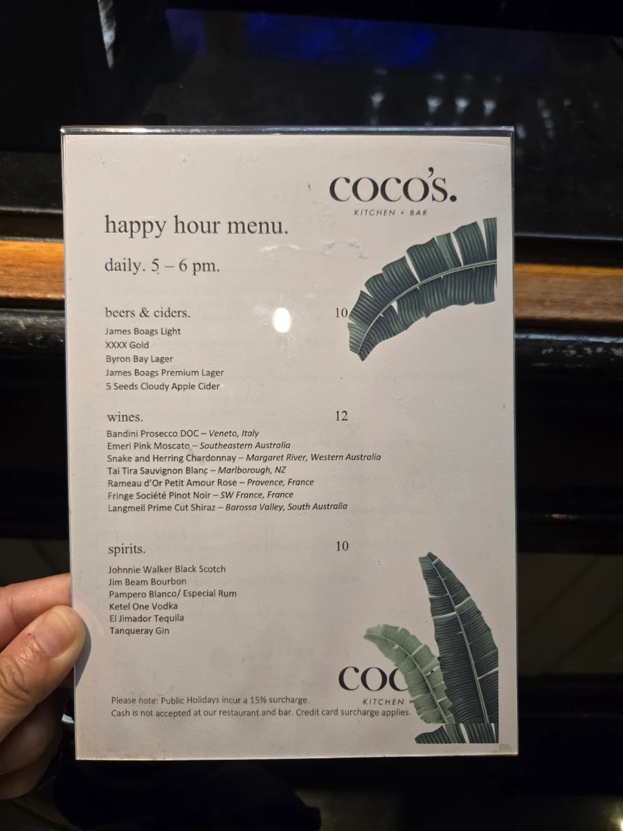 Menu, Coco s Kitchen + Bar