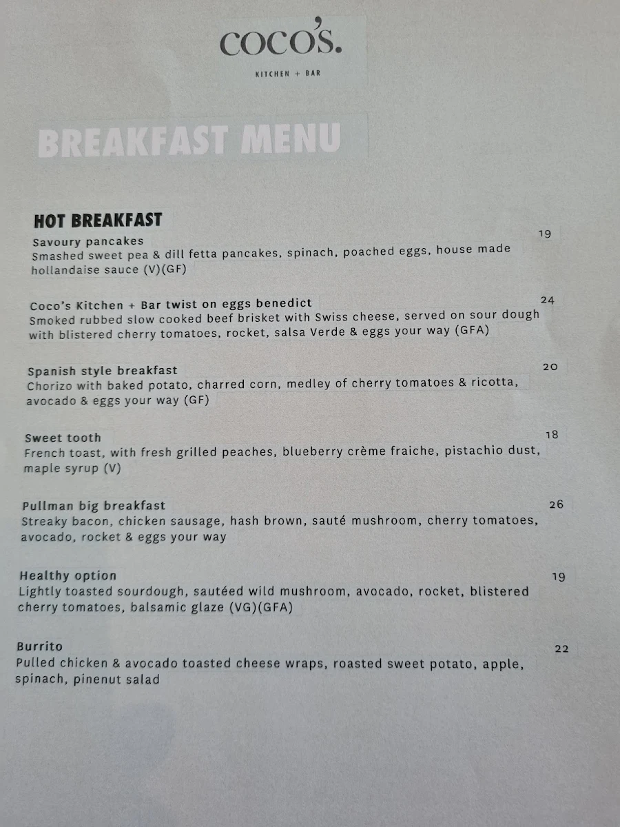Menu, Coco s Kitchen + Bar