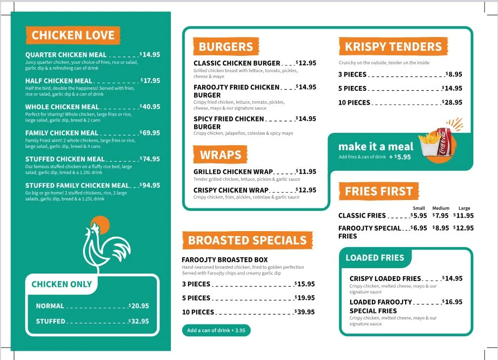Menu, Faroojty