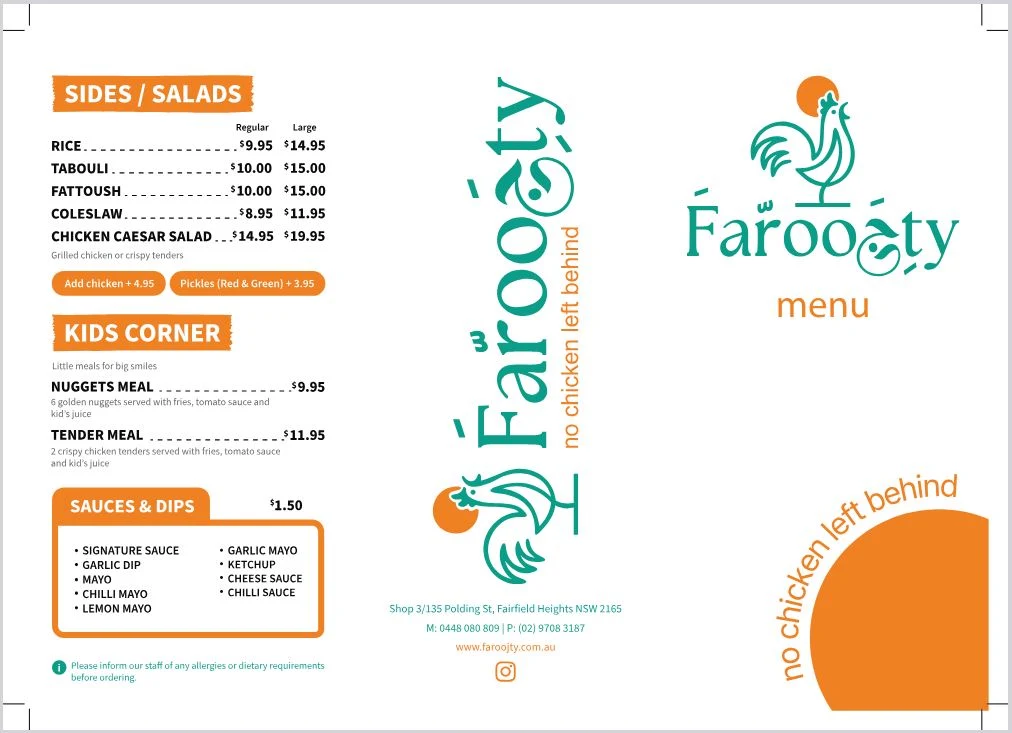 Menu, Faroojty