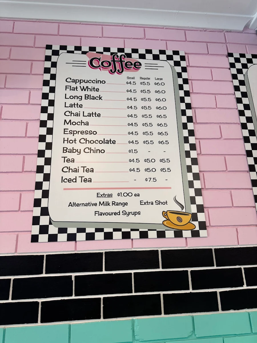 Menu, Shezza’s Diner