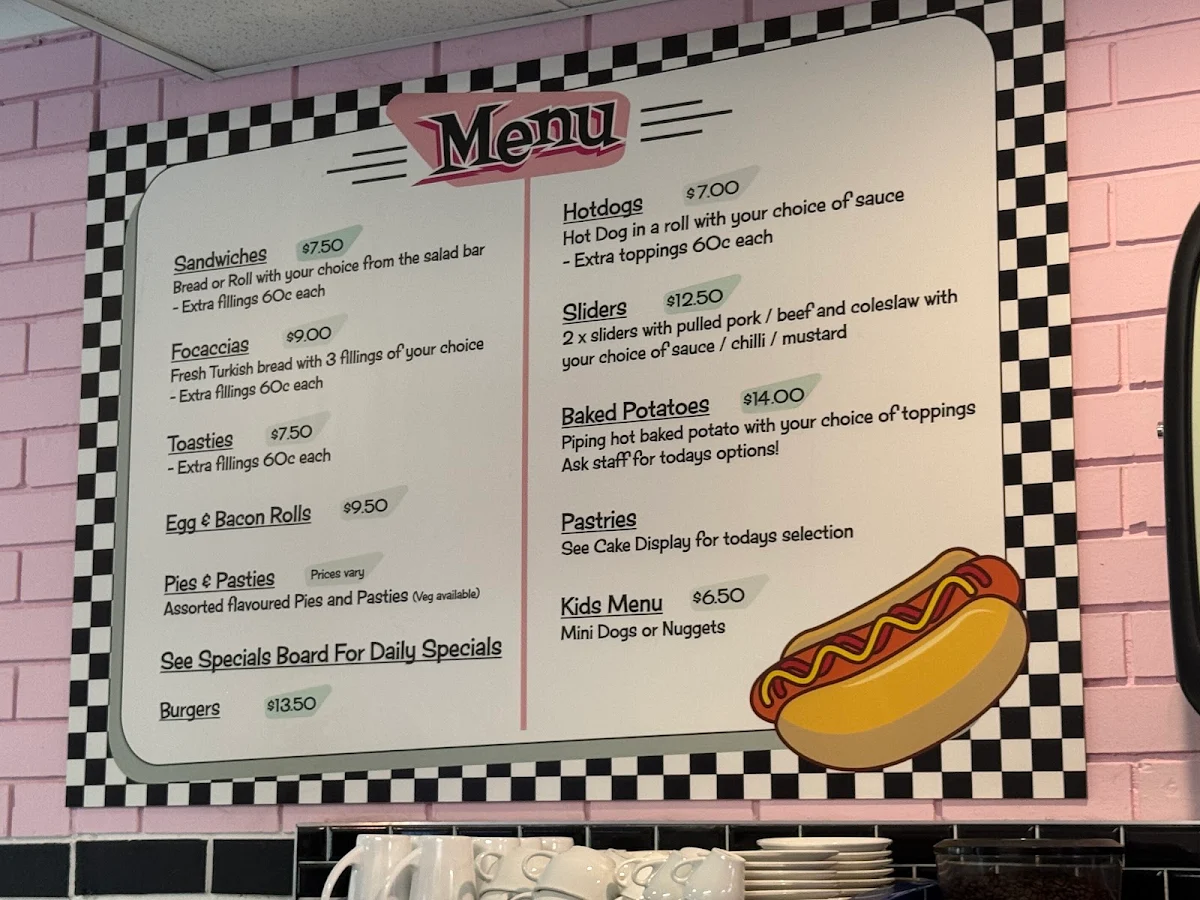 Menu, Shezza’s Diner