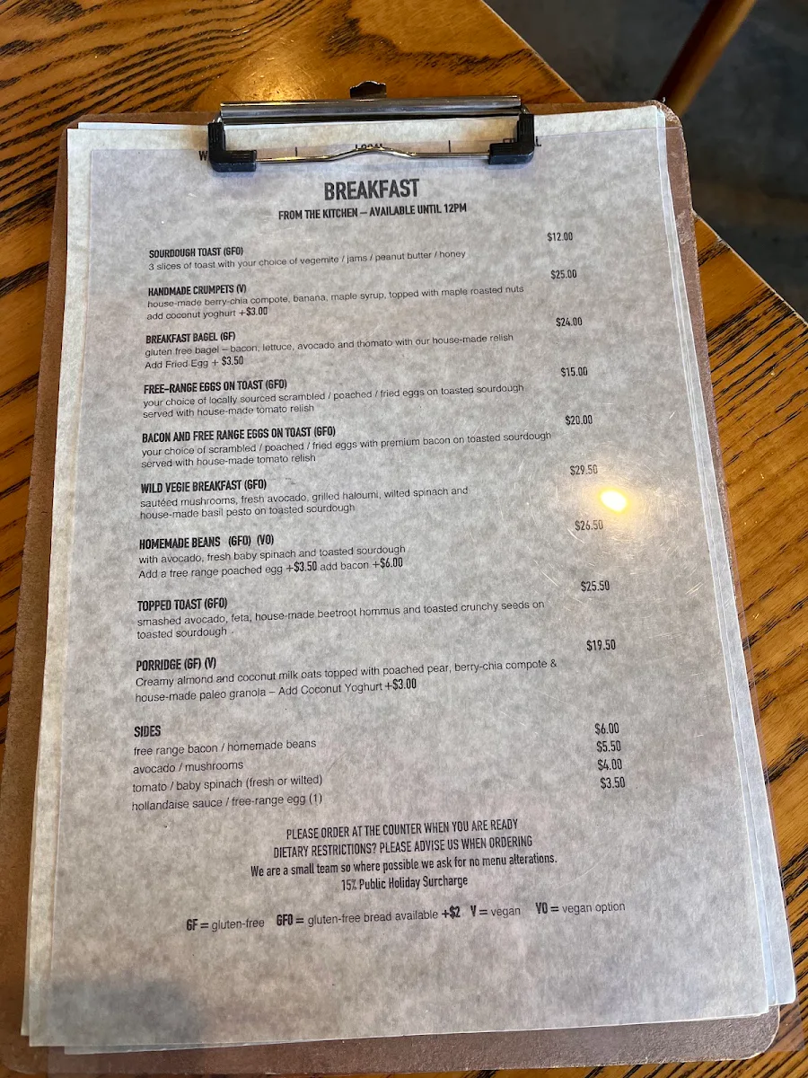 Menu, Wild and Woods