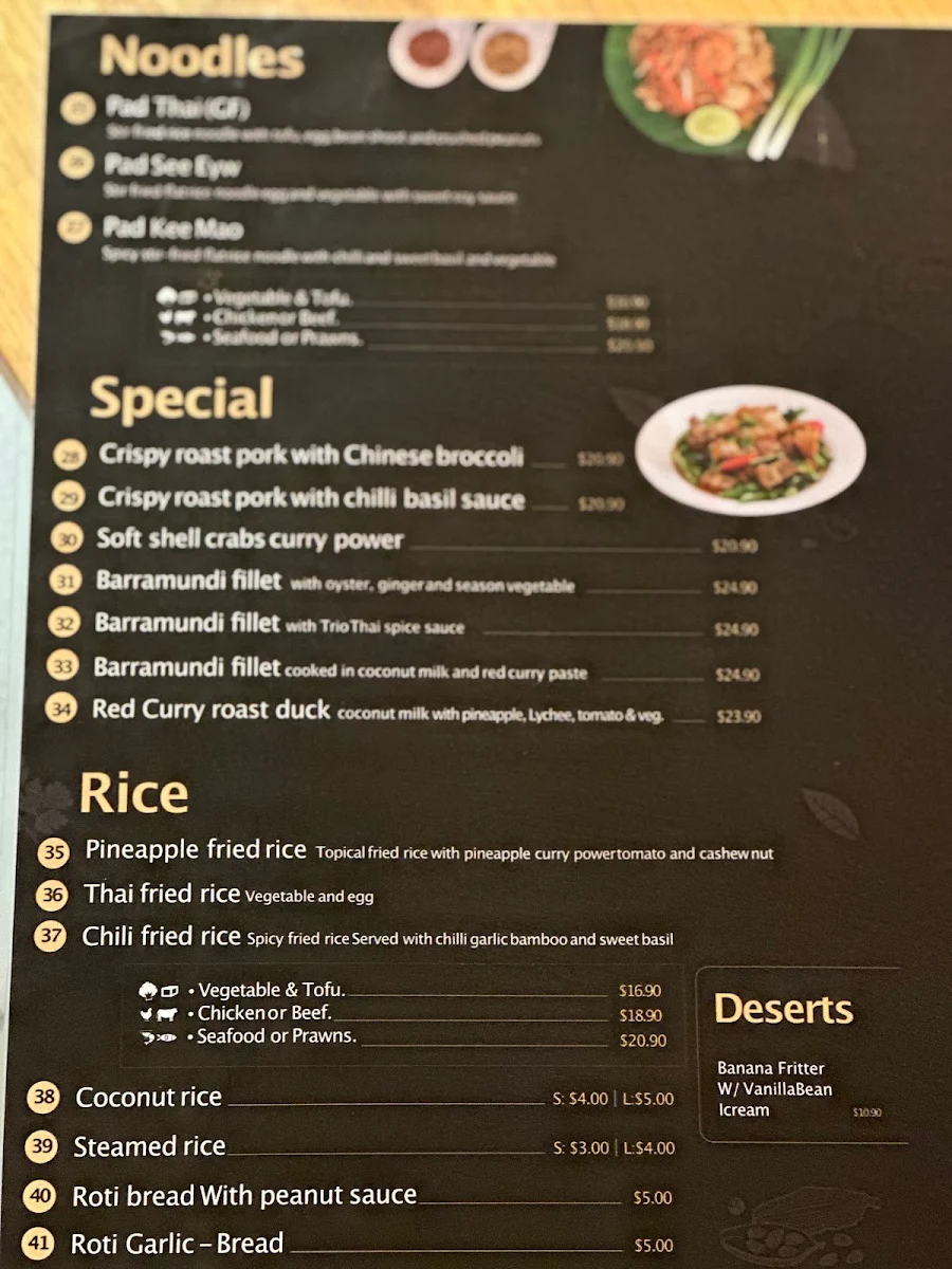 Menu, Thai You Up restaurant