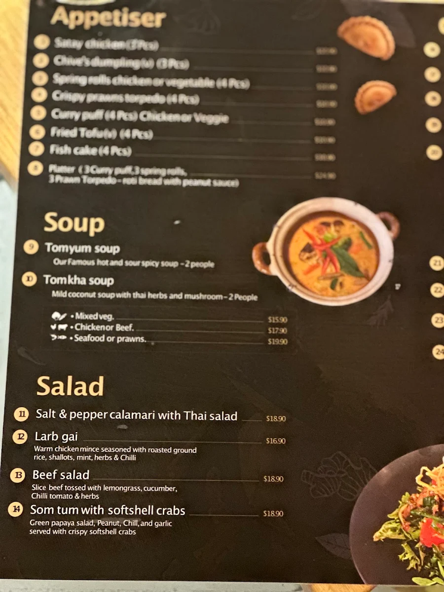 Menu, Thai You Up restaurant