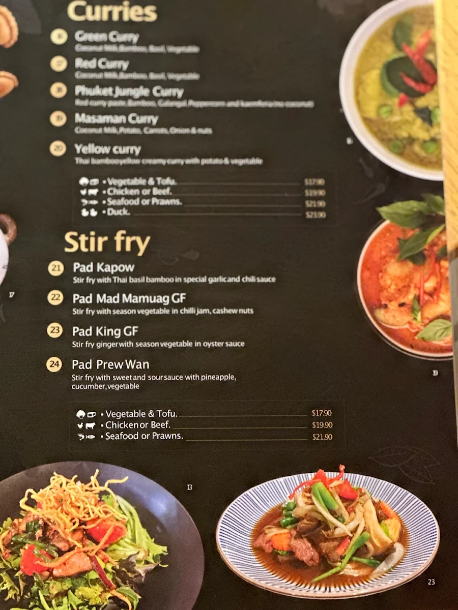 Menu, Thai You Up restaurant
