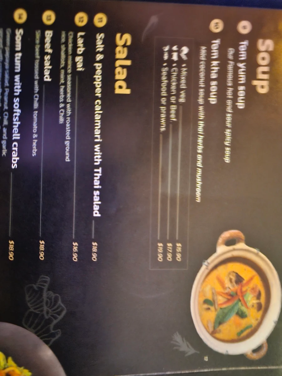 Menu, Thai You Up restaurant
