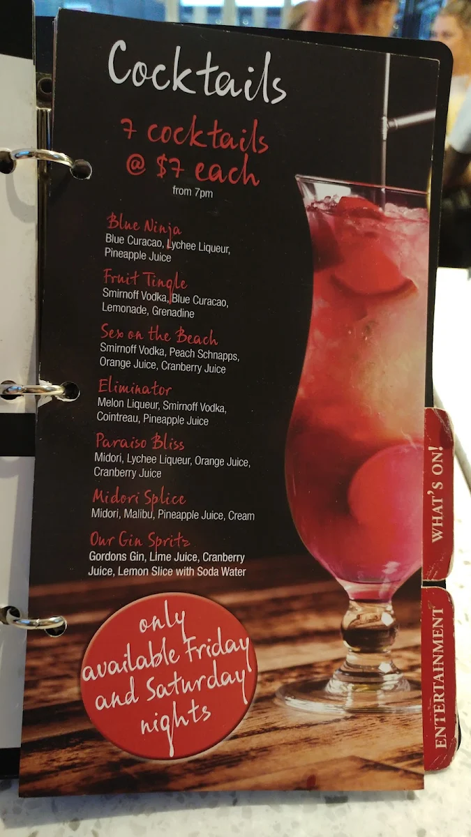 Menu, Colonial Hotel