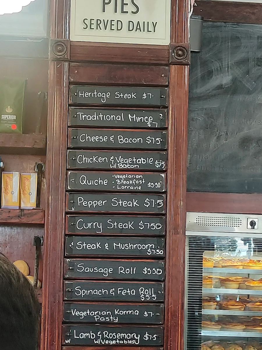 Menu, Heritage Bakery