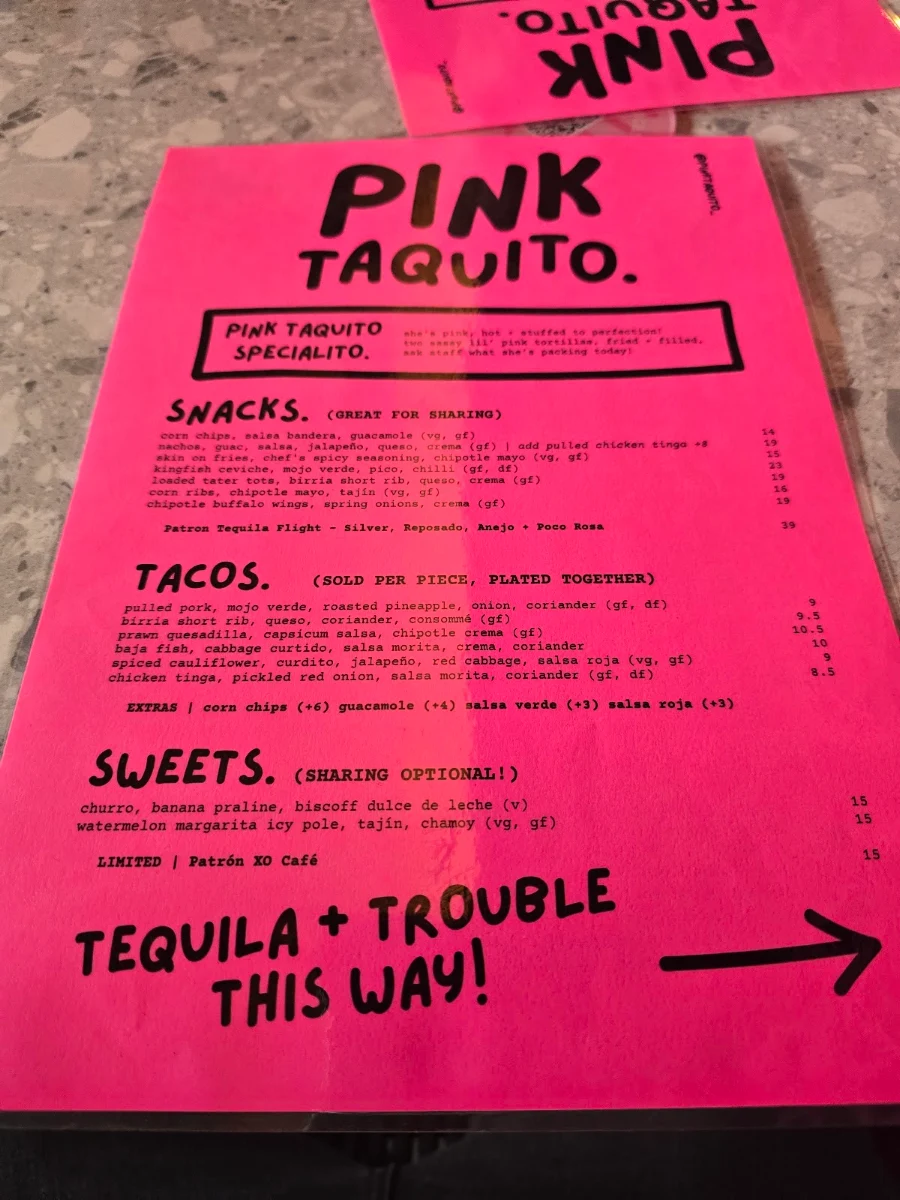 Menu, Pink Taquito