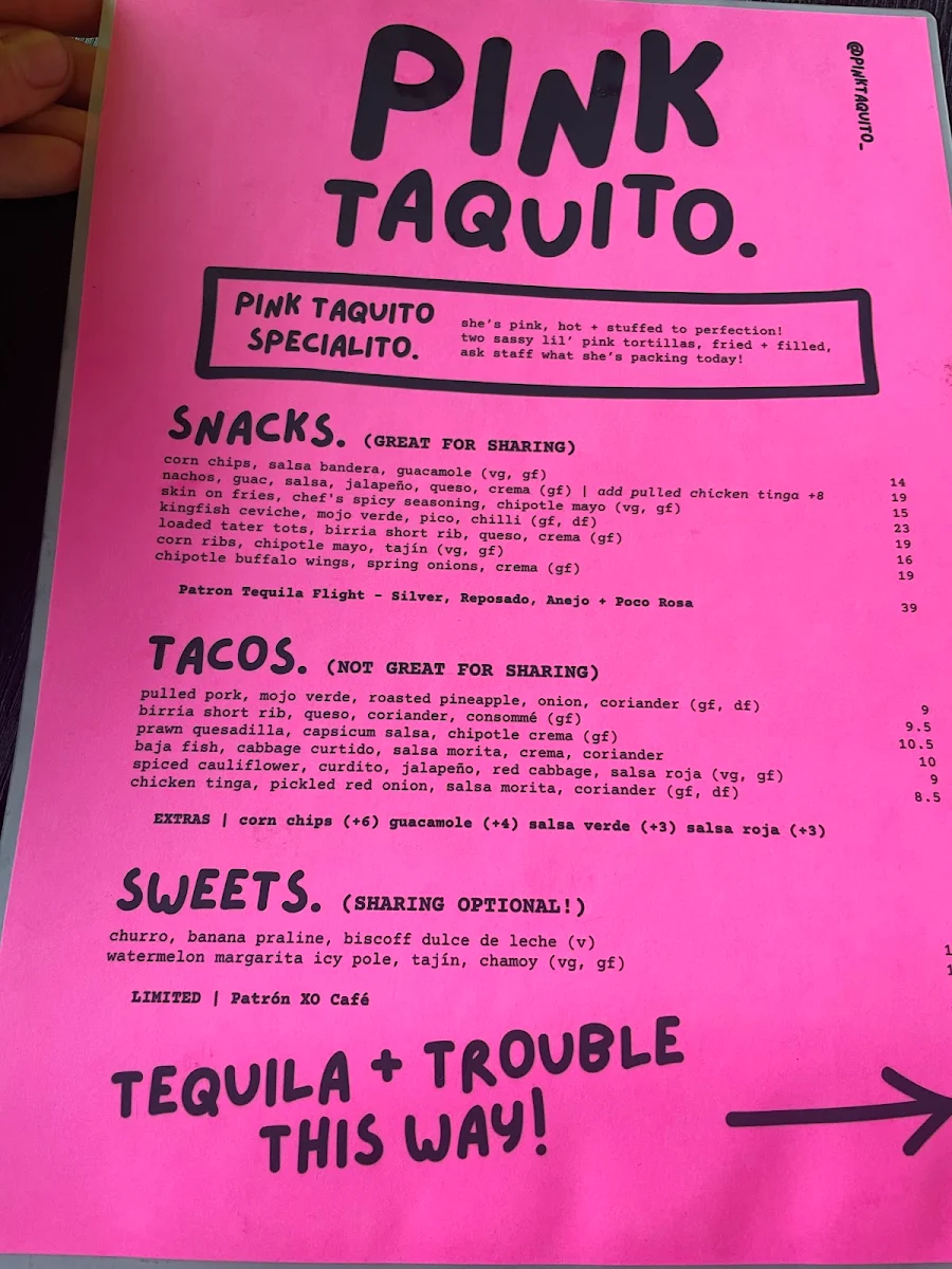 Menu, Pink Taquito