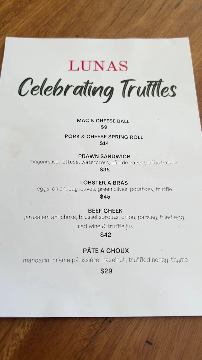 Menu, Lunas