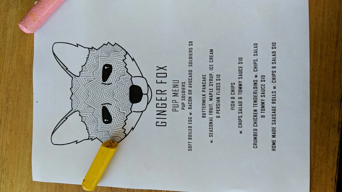 Menu, Ginger Fox Cafe