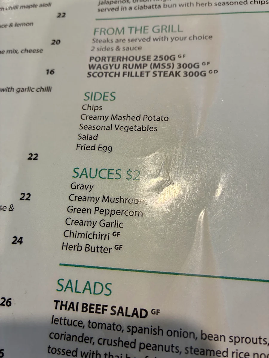 Menu, Uncles Tavern