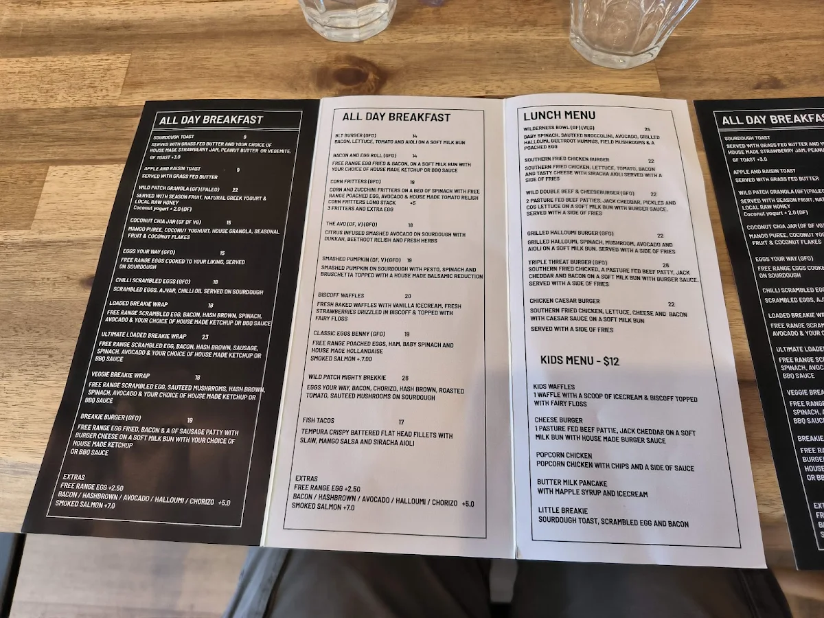 Menu, Wild Patch Cafe