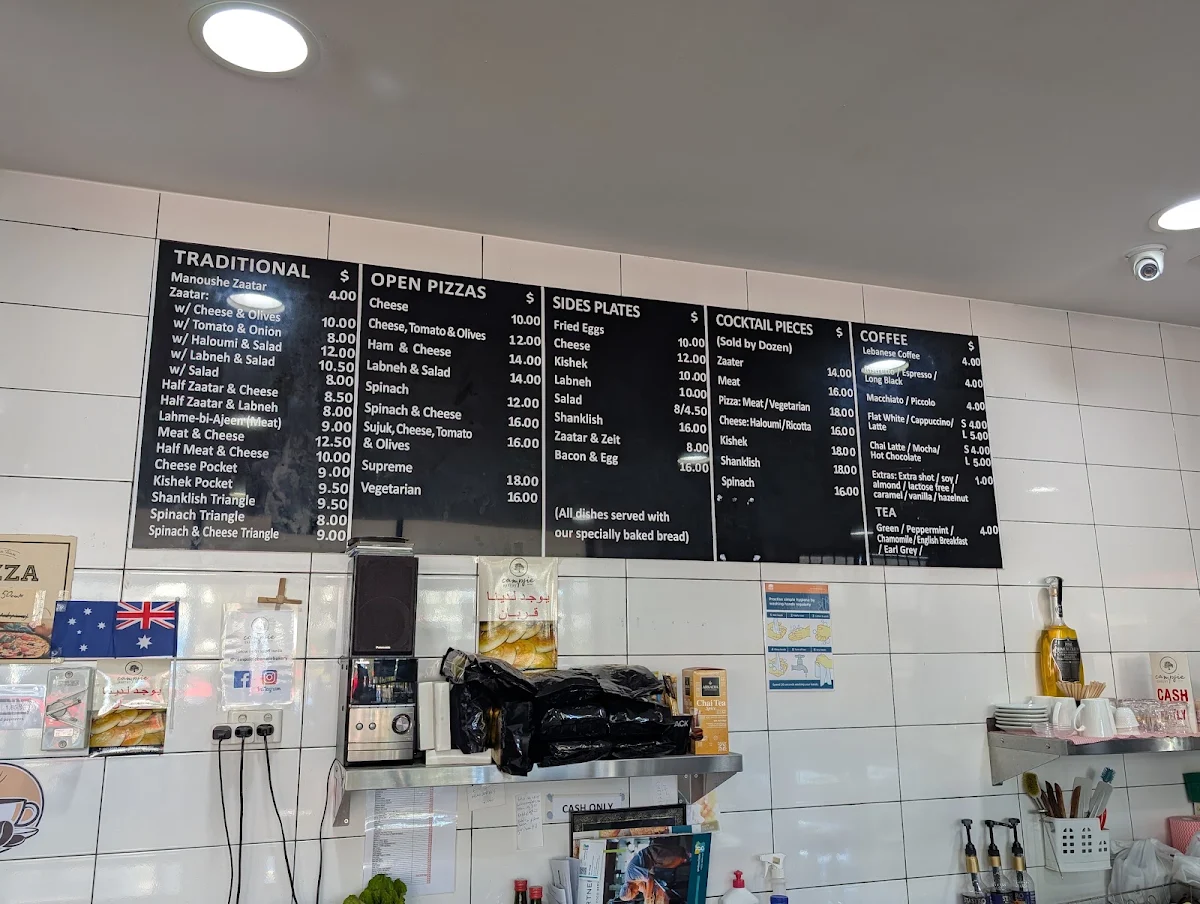 Menu, Campsie Lebanese Bakery