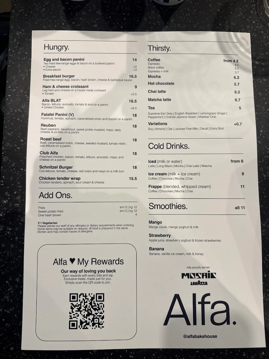 Menu, Alfa. West Footscray
