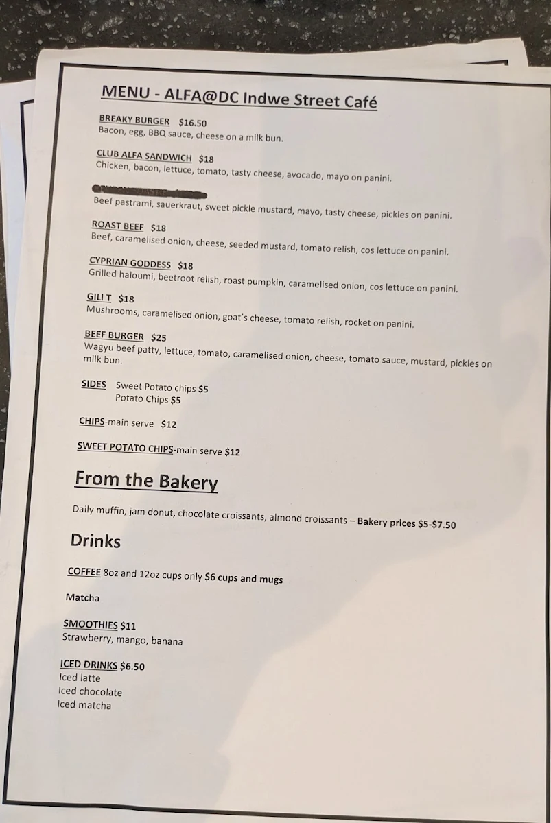 Menu, Alfa. West Footscray