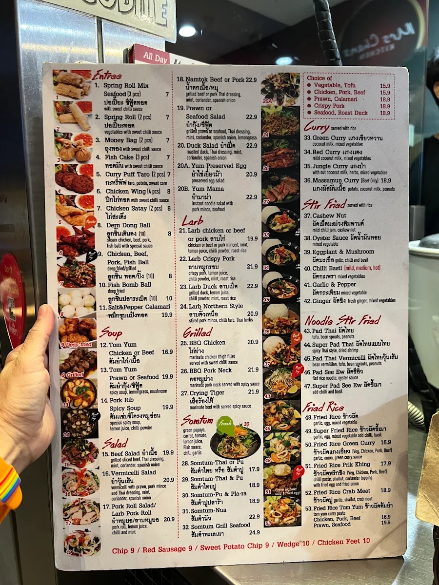 Menu, Charlie Chans Bar & Bottleshop