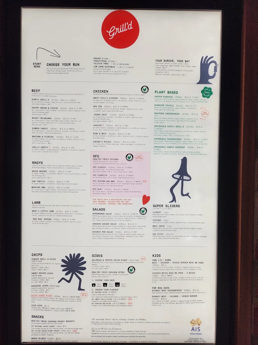 Menu, Grill'd Burgers - Woodgrove