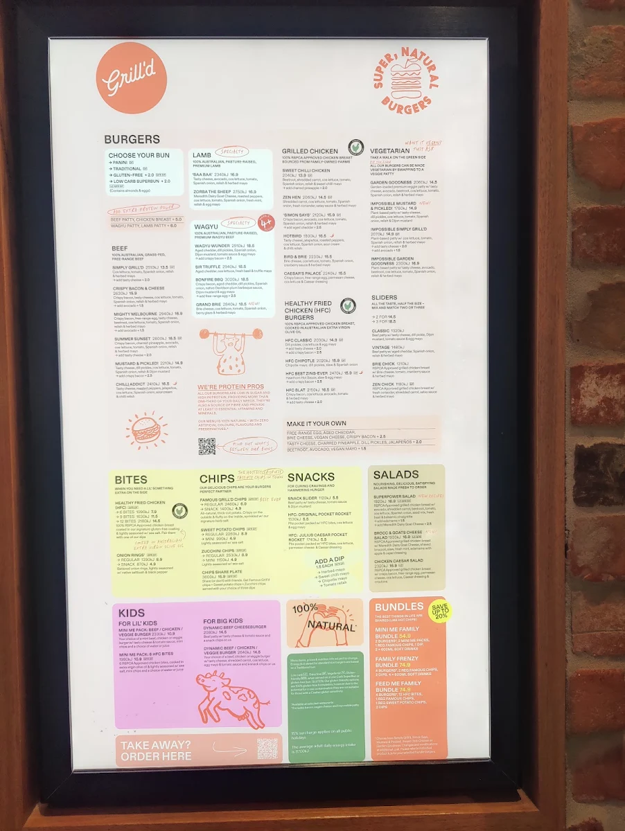 Menu, Grill'd Burgers - Woodgrove
