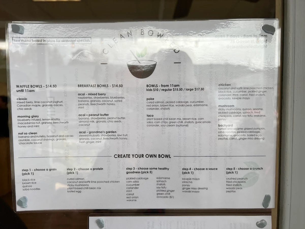 Menu, Clean Bowled
