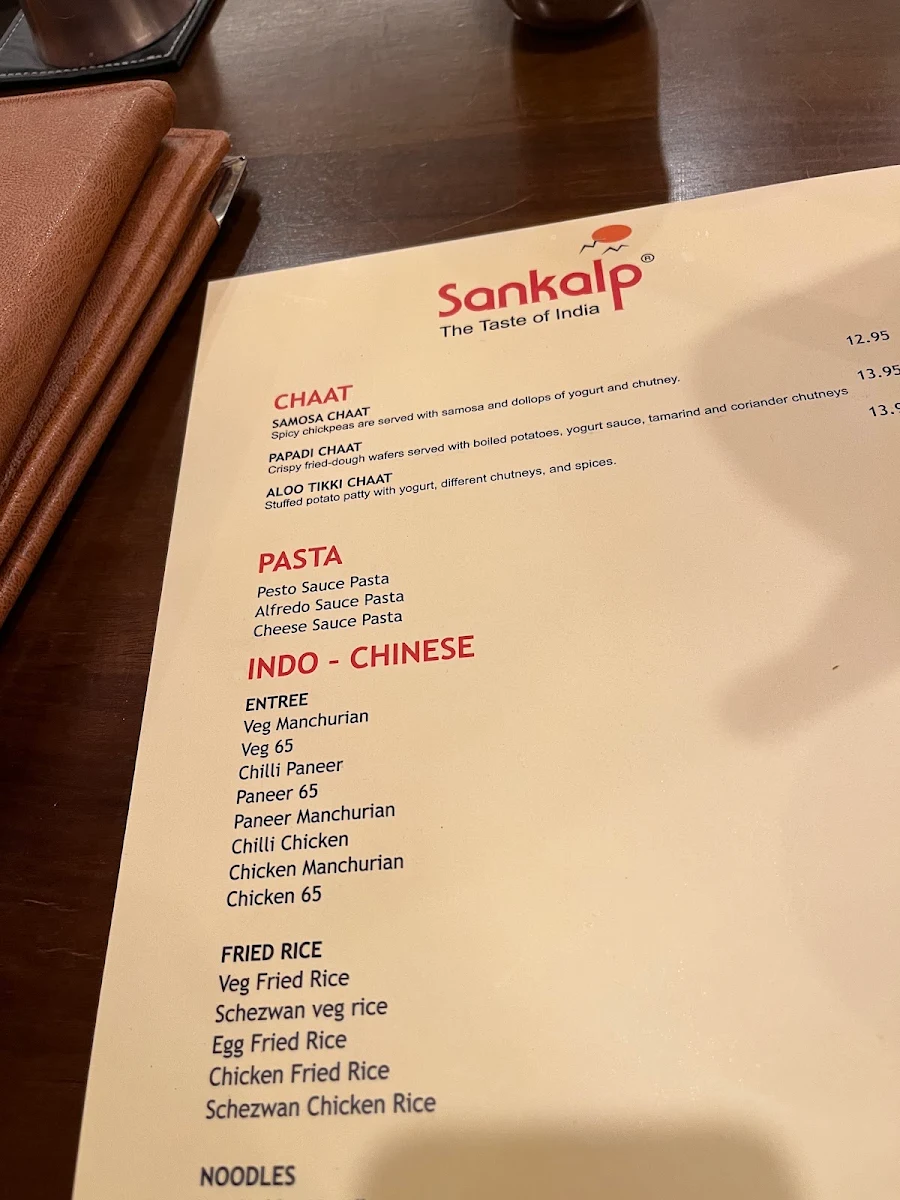 Menu, Sankalp The Taste of India