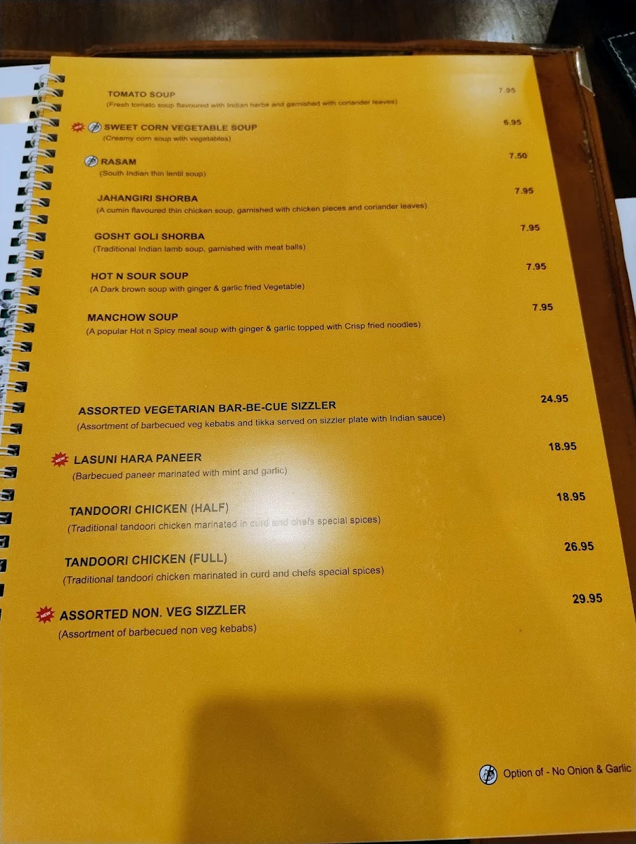 Menu, Sankalp The Taste of India