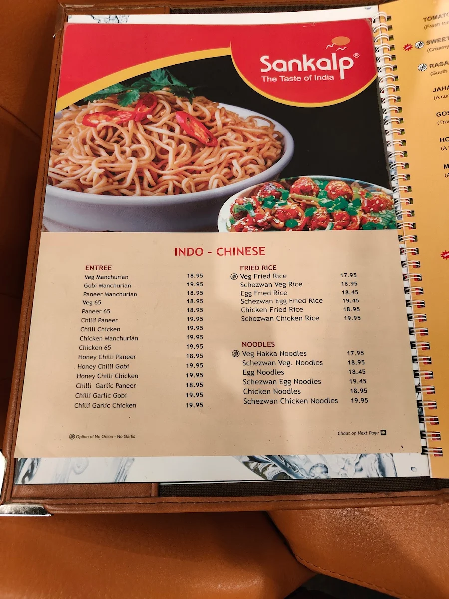 Menu, Sankalp The Taste of India