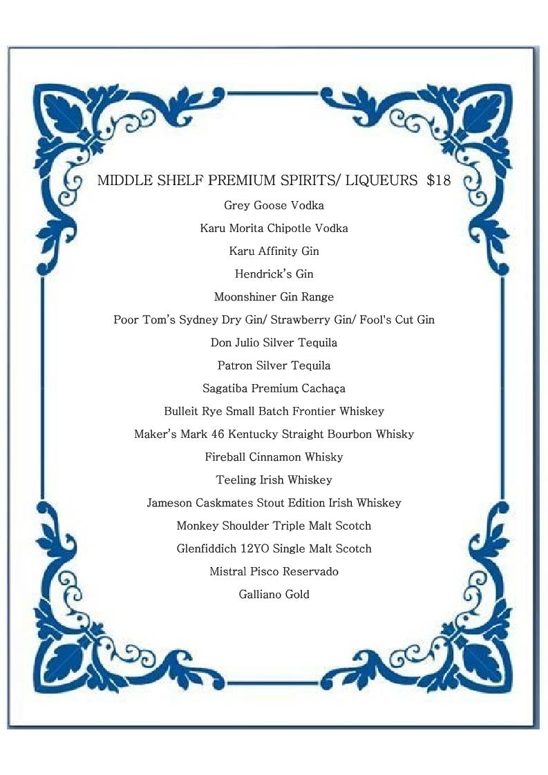 Menu, Butchers Brew Bar
