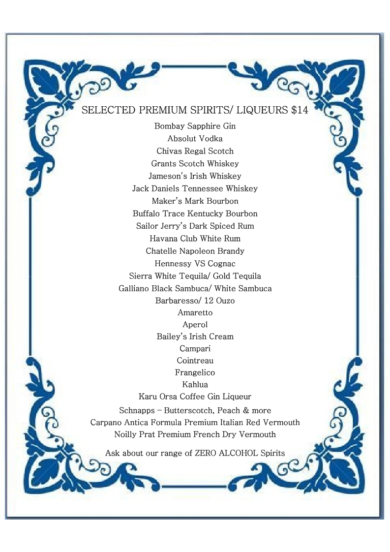 Menu, Butchers Brew Bar