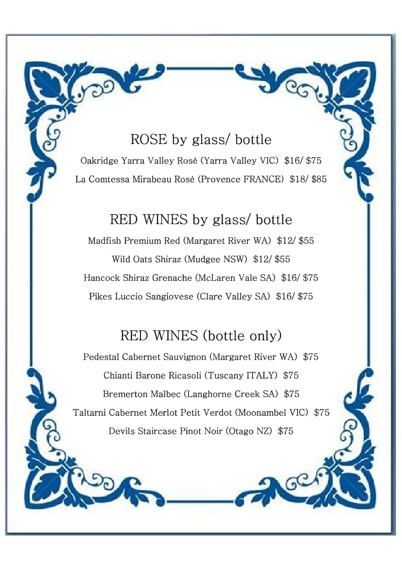 Menu, Butchers Brew Bar