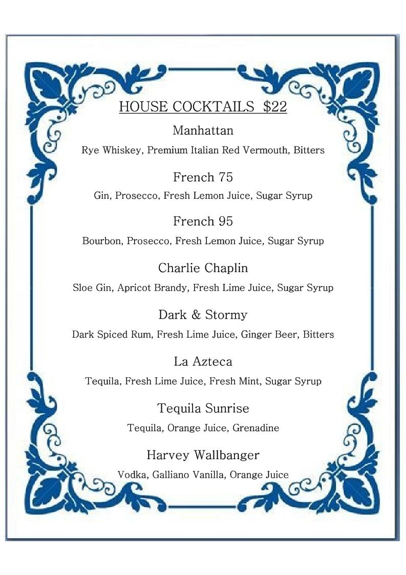 Menu, Butchers Brew Bar