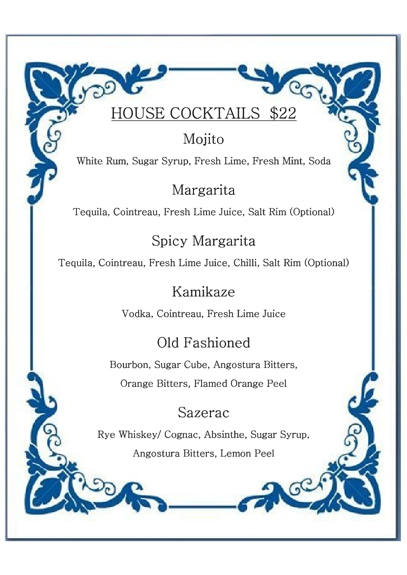 Menu, Butchers Brew Bar