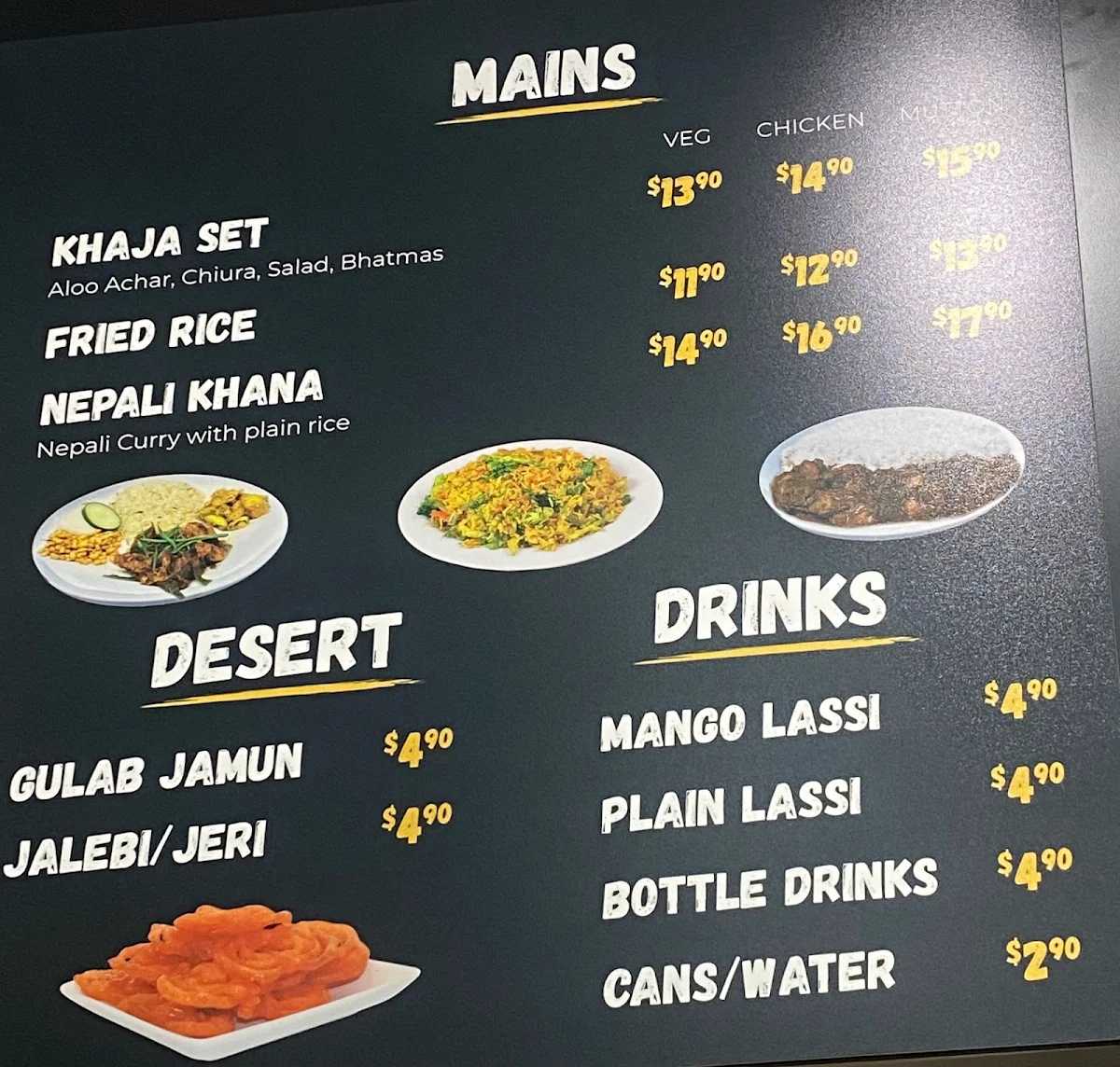 Menu, Yak & Yeti Cafe and Restaurant