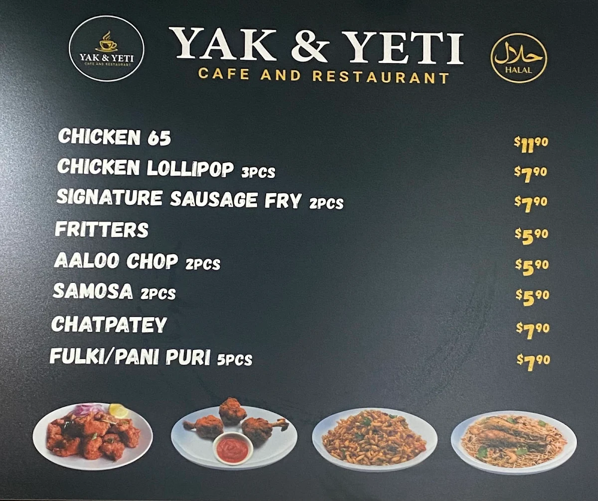 Menu, Yak & Yeti Cafe and Restaurant