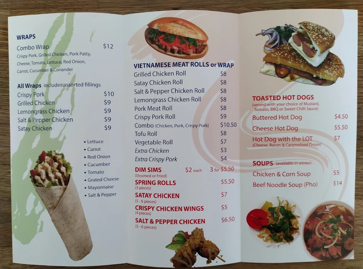 Menu, Kim's Asian Cuisine