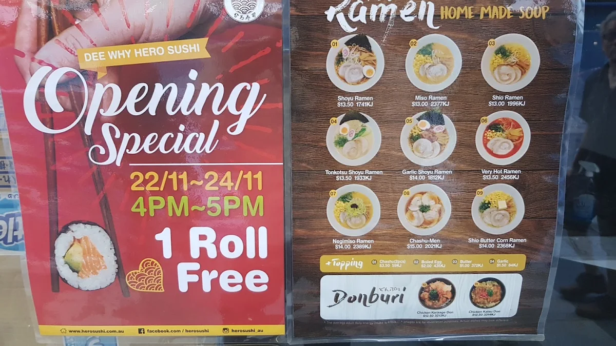 Menu, Hero Sushi