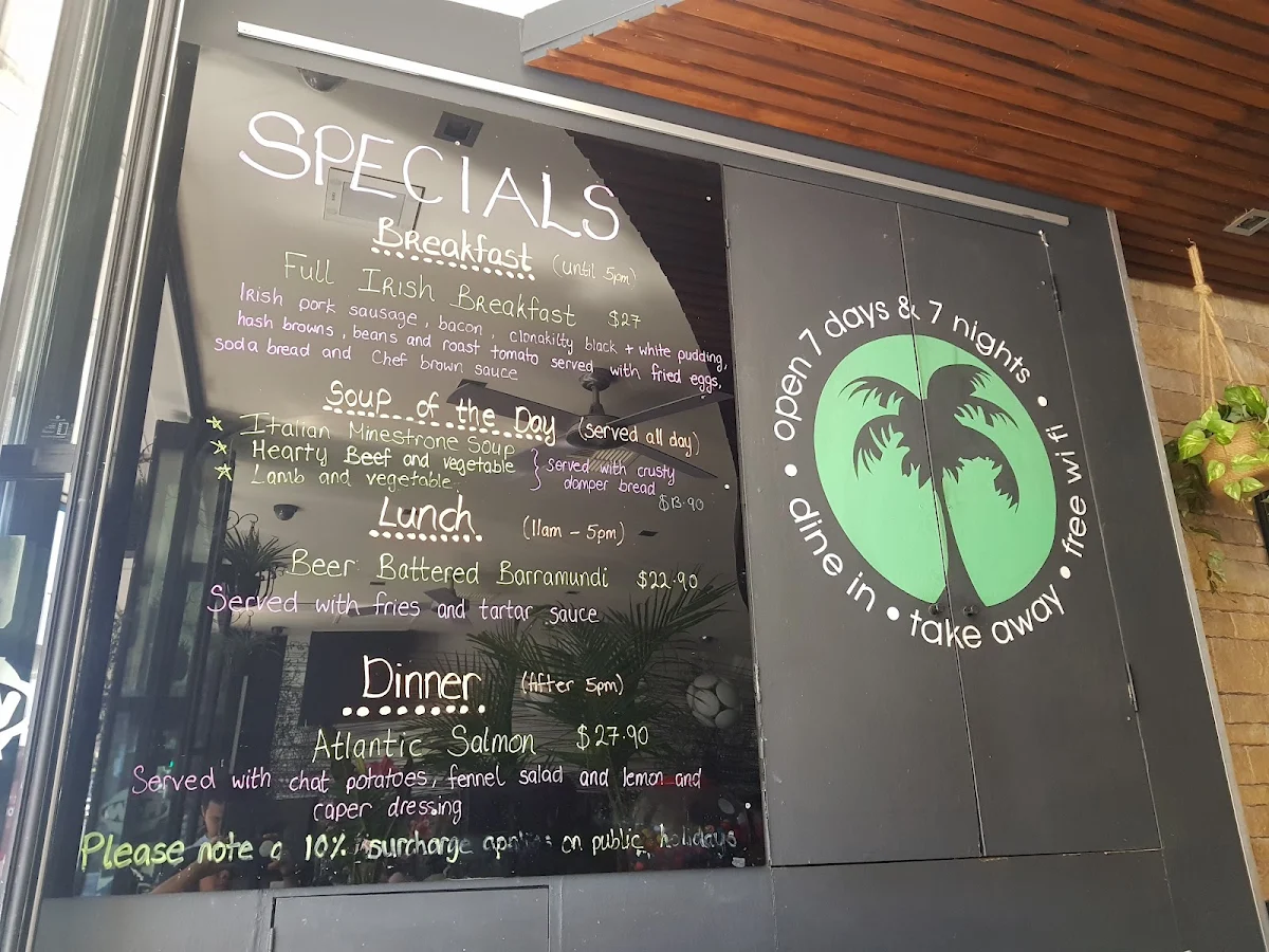 Menu, Tropicana Cafe