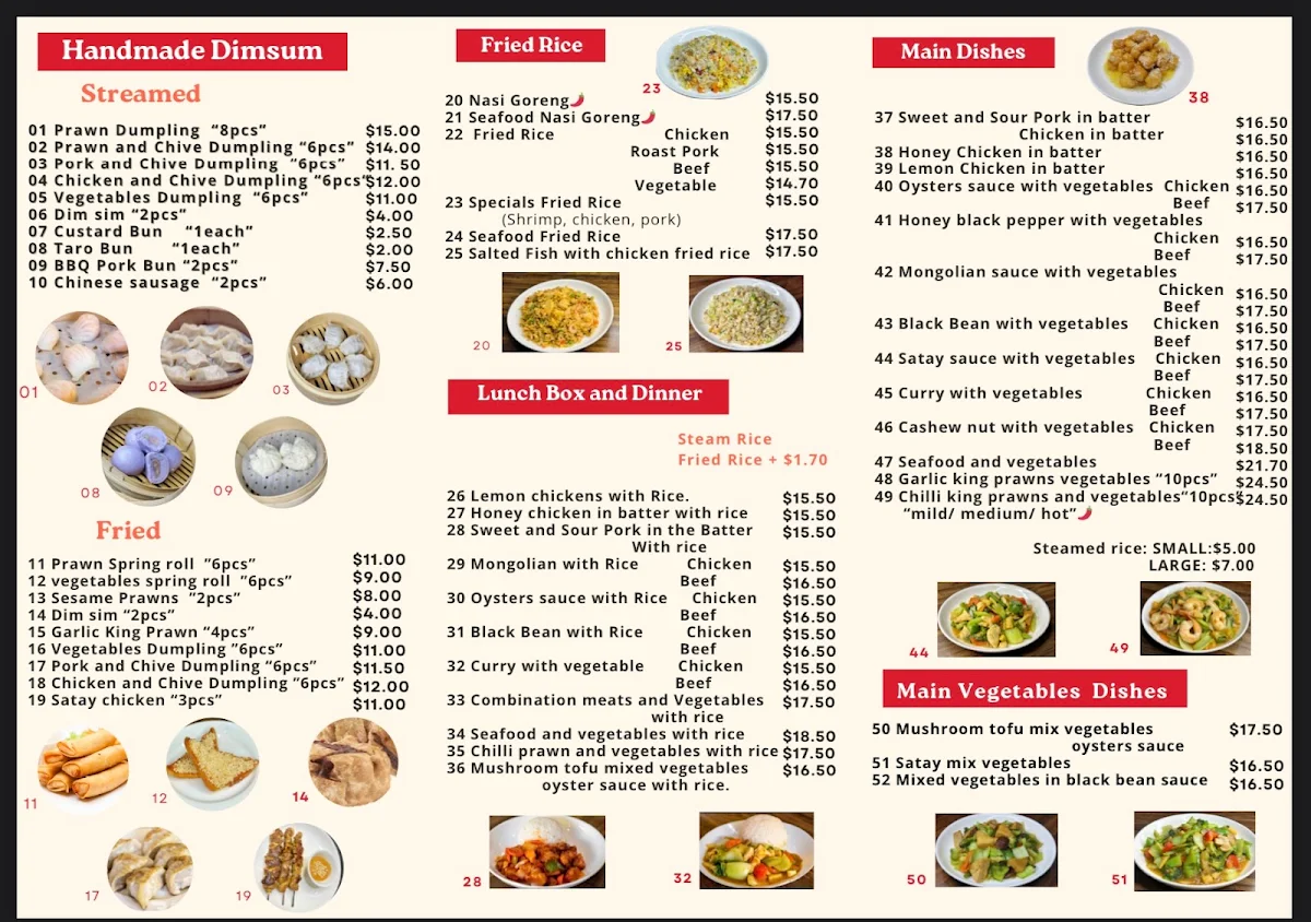 Menu, 8 Asian Food Dumpling and Noodles