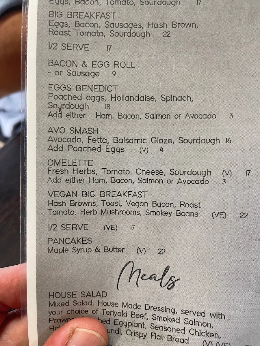 Menu, Cafe Johalia